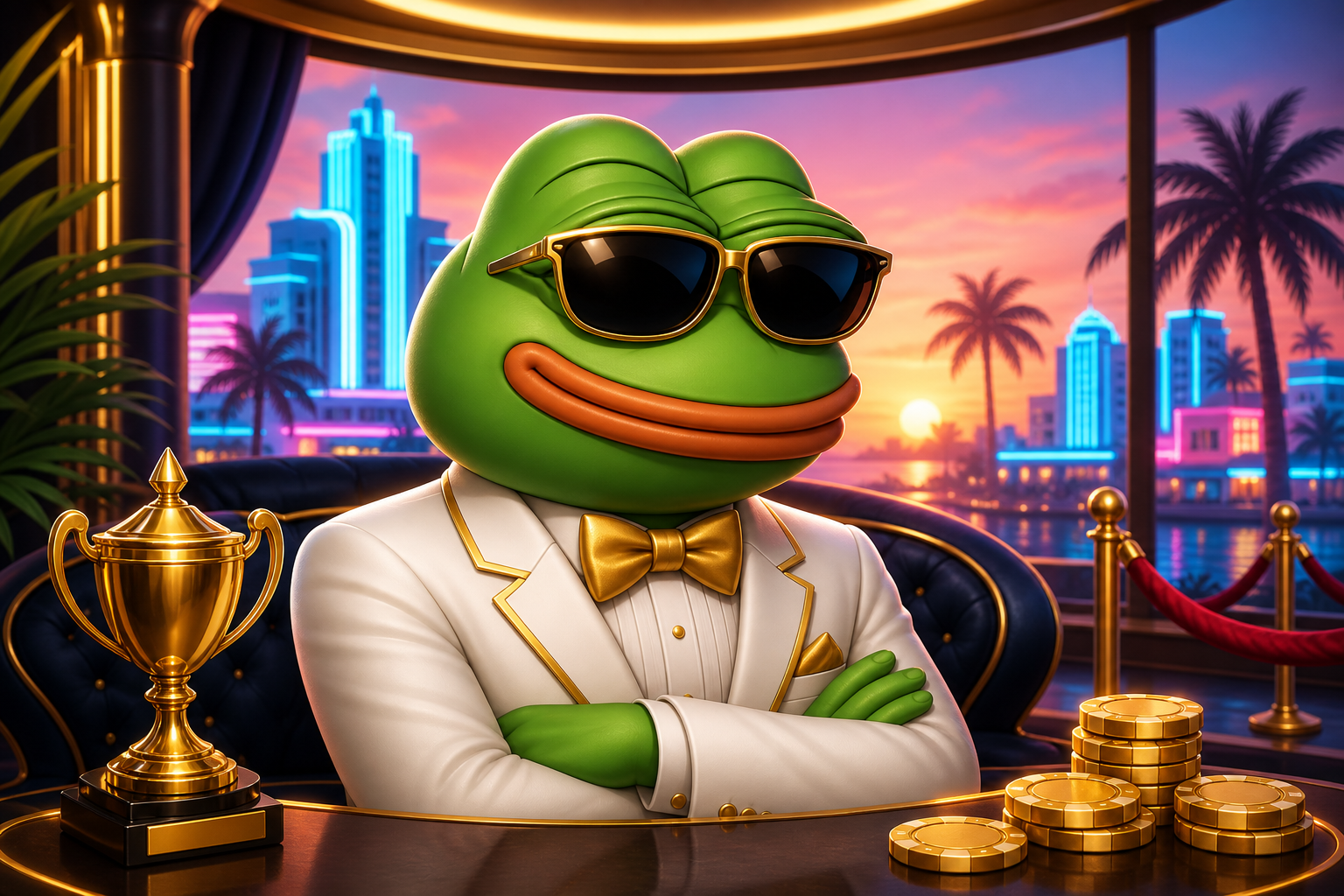 Pepe relaxing in a Miami VIP casino club